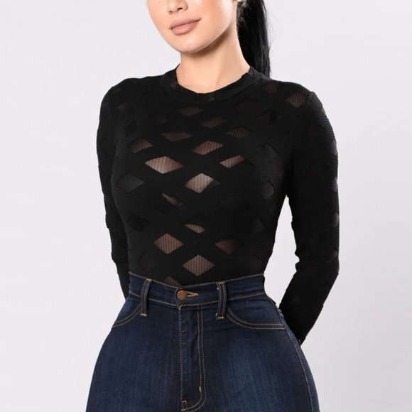Fashion Nova Tops - Fashion Nova Edges That Scratch Bodysuit - Black Size XS